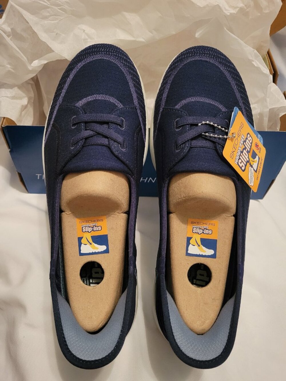 Skechers On The Go Flex-Top Notch Women's Slip On Navy/Gray Size 8.5 NWB